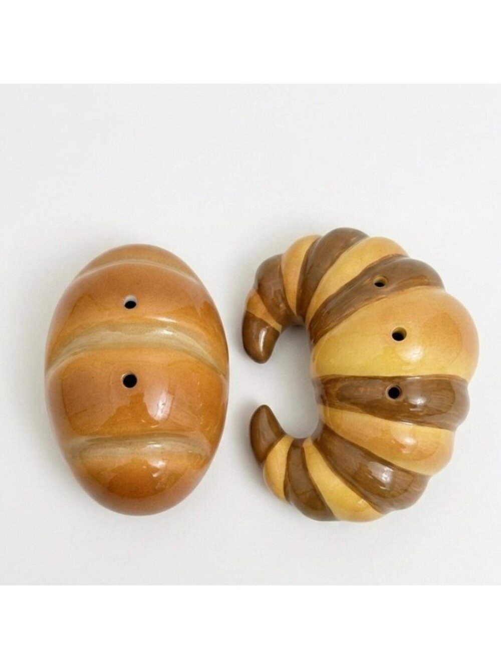 Ceramic Croissant & Bread Shaped Salt And Pepper Shaker Set